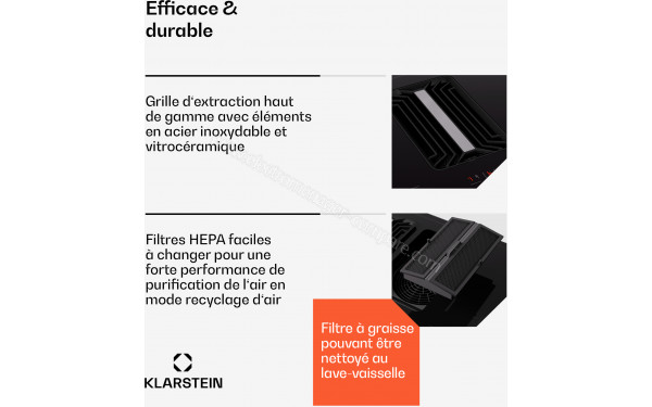 KLARSTEIN AirJet 83 Down Air System Noir - Filtre &agrave; graisses