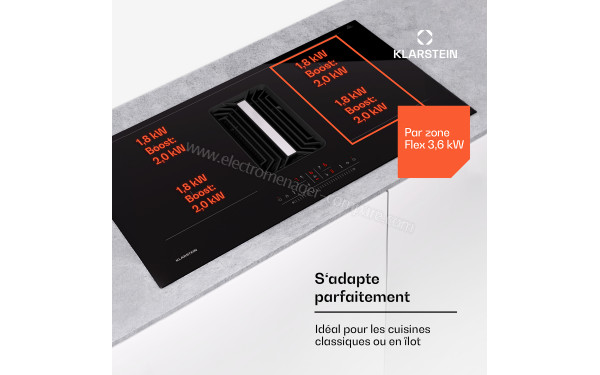 KLARSTEIN AirJet 90 Down Air System Noir - Puissance de cuisson