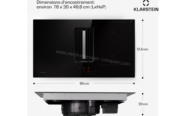 KLARSTEIN AirJet 90 Down Air System Noir - Dimensions