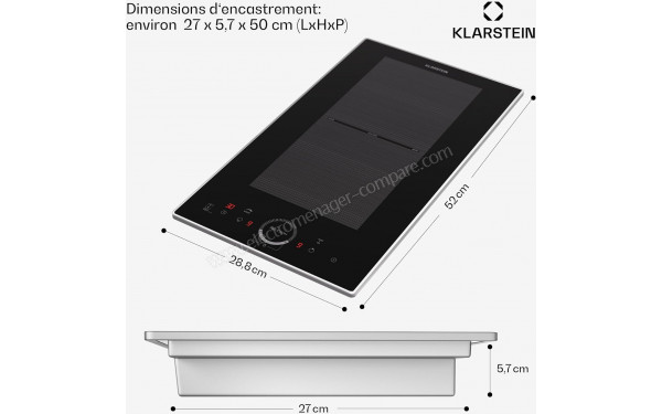 KLARSTEIN Delicatessa Domino Prime Noir - Dimensions