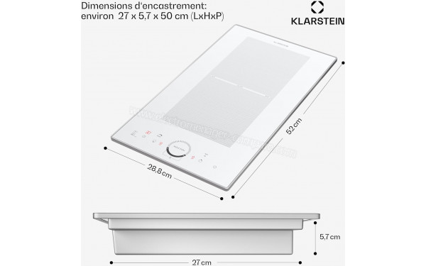 KLARSTEIN Delicatessa Domino Prime Blanc - Dimensions