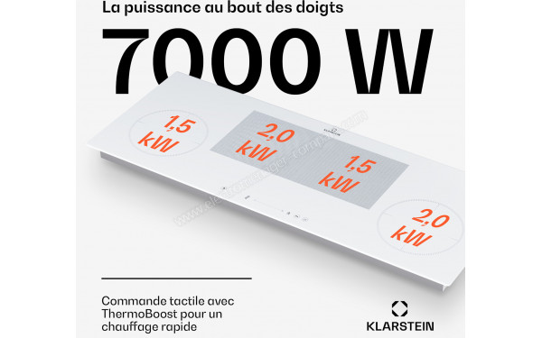 KLARSTEIN Delicatessa 90 Slim Hybrid Blanc - Puissance de cuisson