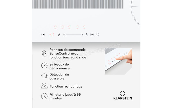 KLARSTEIN Delicatessa 90 Slim Hybrid Blanc - Panneau de commandes