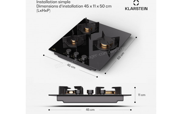 KLARSTEIN Goldflame 3 Noir 2023 - Dimensions