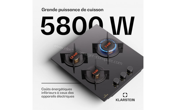 KLARSTEIN Goldflame 3 Noir 2023 - Puissance de cuisson