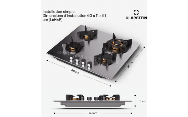 KLARSTEIN Goldflame 4 Inox - Dimensions