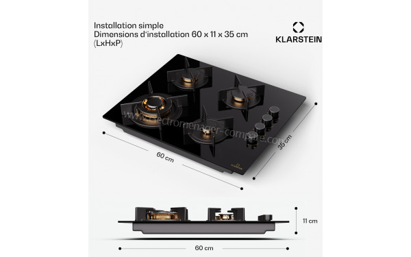 KLARSTEIN Goldflame 4 Noir D - Dimensions