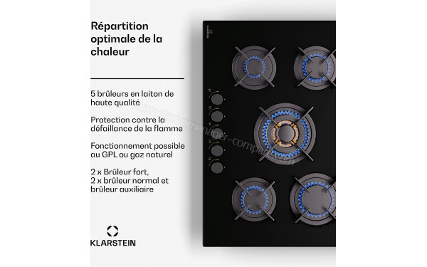 KLARSTEIN Goldflame 5 Noir 75 - Zoom sur les foyers &agrave; gaz