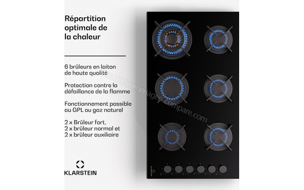KLARSTEIN Goldflame 6 Noir - Zoom sur les foyers &agrave; gaz
