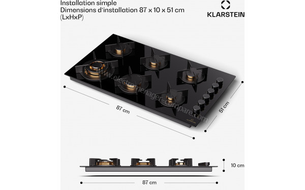 KLARSTEIN Goldflame 6 Noir - Dimensions