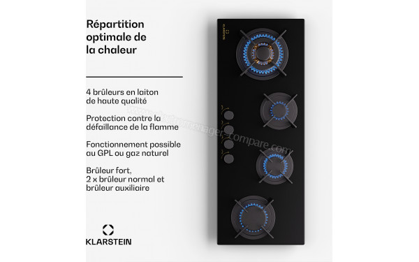 KLARSTEIN Goldflame 4 Slim Noir - Zoom sur les foyers &agrave; gaz