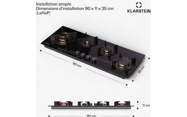 KLARSTEIN Goldflame 4 Slim Noir - Dimensions