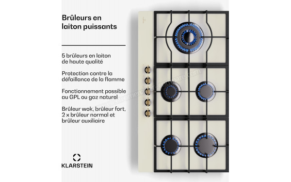 KLARSTEIN Victoria Chef Edition Blanc - Zoom sur les foyers &agrave; gaz