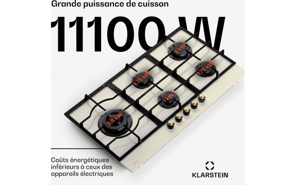 KLARSTEIN Victoria Chef Edition Blanc - Puissance de cuisson