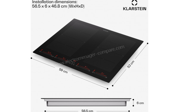 KLARSTEIN Masterzone 60 Flex Noir - Dimensions