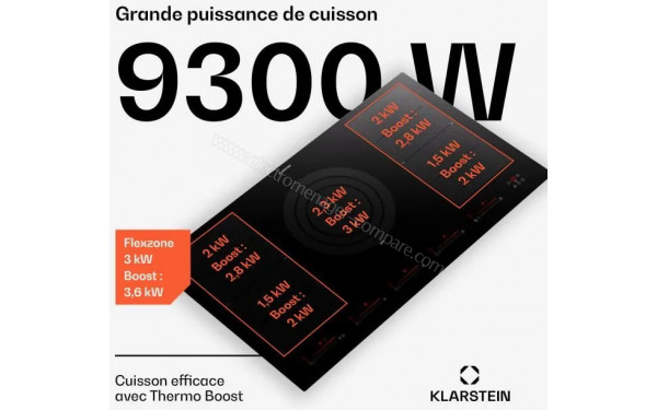 KLARSTEIN Masterzone 90 Flex Noir - Puissance de cuisson