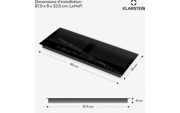 KLARSTEIN Masterzone 90 Slim Flex Noir - Dimensions