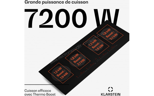 KLARSTEIN Masterzone Slim Round Noir - Puissance de cuisson
