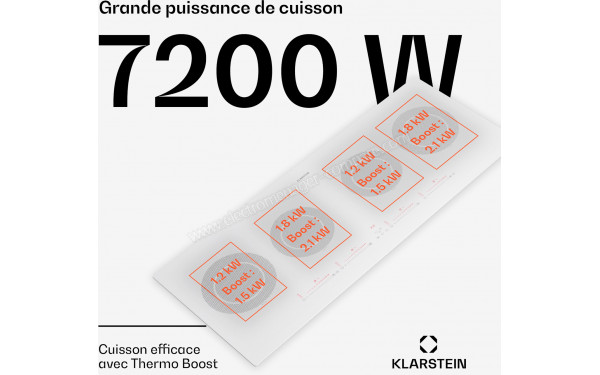 KLARSTEIN Masterzone Slim Round Blanc - Puissance de cuisson