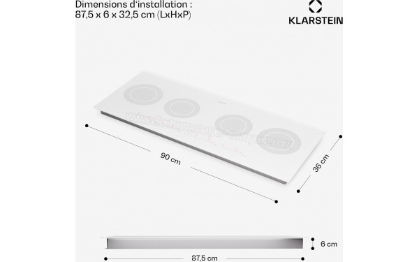 KLARSTEIN Masterzone Slim Round Blanc - Dimensions