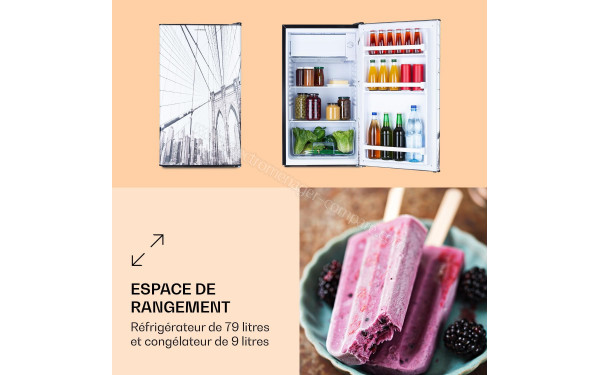 KLARSTEIN CoolArt 79 L Cool City 2024 - Vue de face et de l'int&eacute;rieur