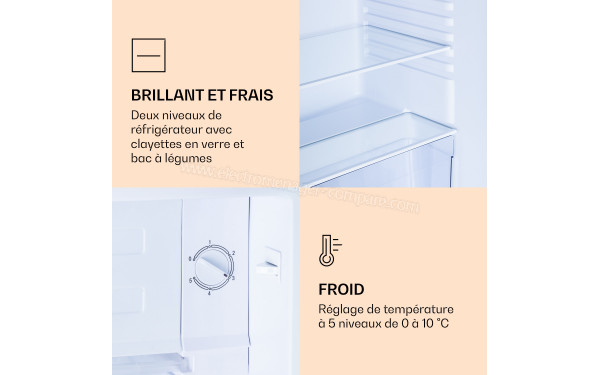 KLARSTEIN CoolArt 79 L Pastel 2024 - Vue de la clayette et du bouton de commande