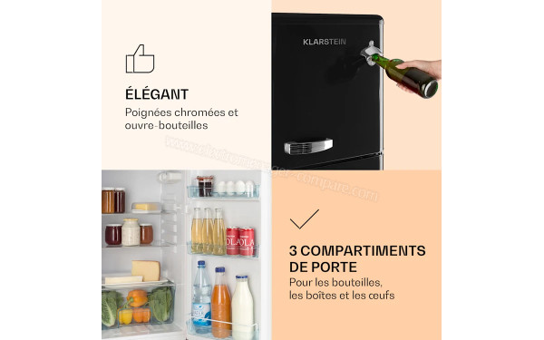 KLARSTEIN Audrey 138 L Noir - Vue 3/4 gauche