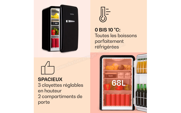 KLARSTEIN Audrey 70 L Noir 2024 - Dimensions