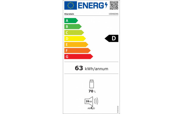 KLARSTEIN Audrey 70 L Noir 2024 - &Eacute;tiquette &eacute;nergie v2