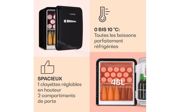 KLARSTEIN Audrey Mini 48 L Noir 2024 - Dimensions