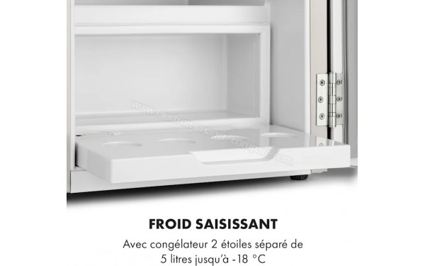 KLARSTEIN Audrey Mini 2 en 1 Cr&egrave;me 2024 - Vue de l'int&eacute;rieur partie cong&eacute;lateur