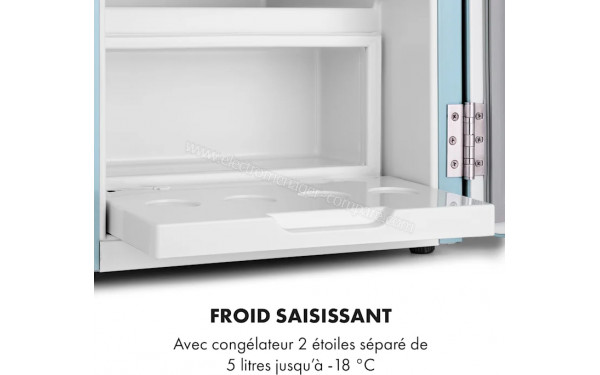 KLARSTEIN Audrey Mini 2 en 1 Bleu 2024 - Vue de l'int&eacute;rieur partie cong&eacute;lateur