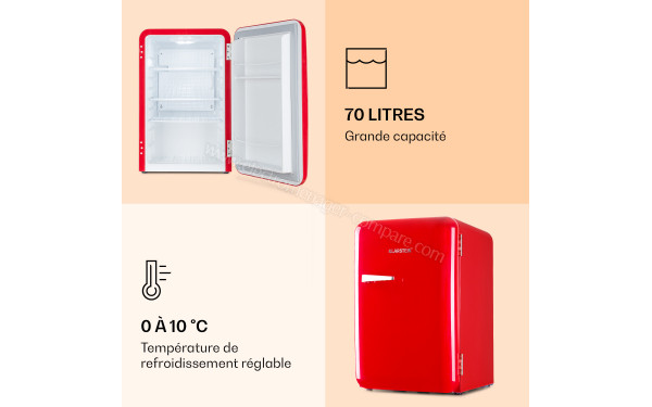 KLARSTEIN Audrey 70 L Rouge 2024 - Dimensions