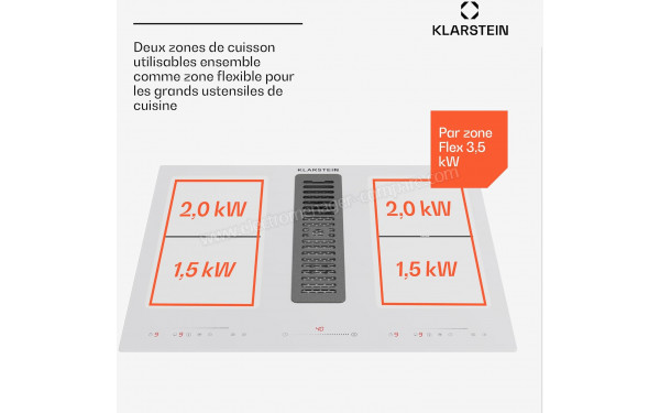 KLARSTEIN Full House 60 Down Air System Blanc - Puissance de cuisson
