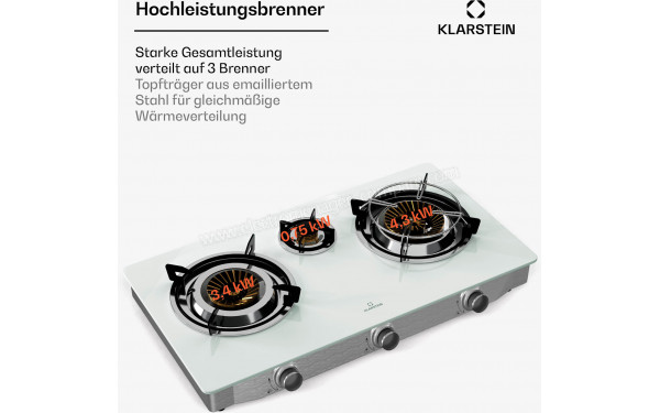 KLARSTEIN Barzona 3 Blanc - Puissance de cuisson