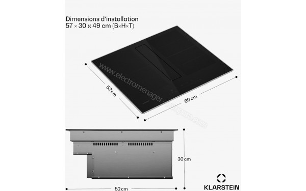 KLARSTEIN Chef-Fusion Prime Down Air System Noir - Dimensions