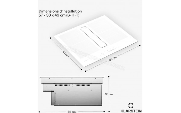 KLARSTEIN Chef-Fusion Down Air System 60 Blanc - Dimensions