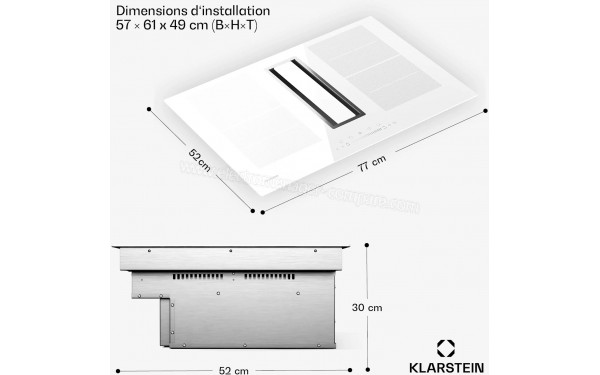 KLARSTEIN Chef-Fusion Down Air System 77 Blanc - Dimensions