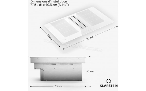 KLARSTEIN Chef-Fusion Down Air System 90 Blanc - Dimensions