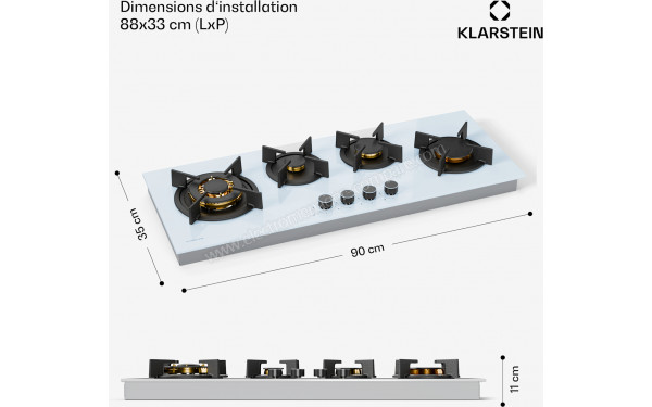 KLARSTEIN Goldflame 4 Slim Blanc - Dimensions