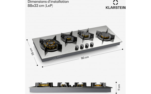 KLARSTEIN Goldflame 4 Slim Argent - Dimensions