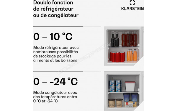 KLARSTEIN Irene double Blanc - Double fonction de r&eacute;frig&eacute;rateur ou cong&eacute;lateur