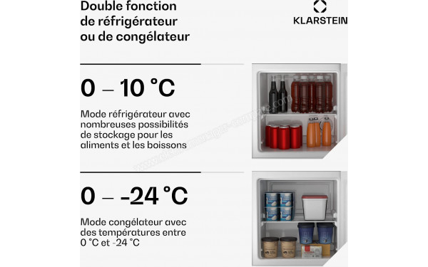 KLARSTEIN Irene double Noir - Double fonction de r&eacute;frig&eacute;rateur ou cong&eacute;lateur