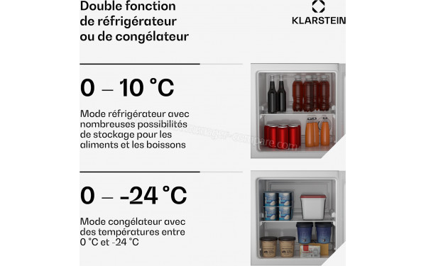 KLARSTEIN Irene double Noir Retro - Double fonction de r&eacute;frig&eacute;rateur ou cong&eacute;lateur