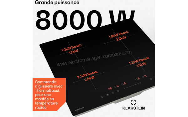 KLARSTEIN PowerGlide Noir - Puissance de cuisson