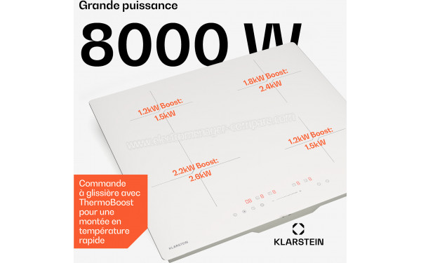 KLARSTEIN PowerGlide Blanc - Puissance de cuisson