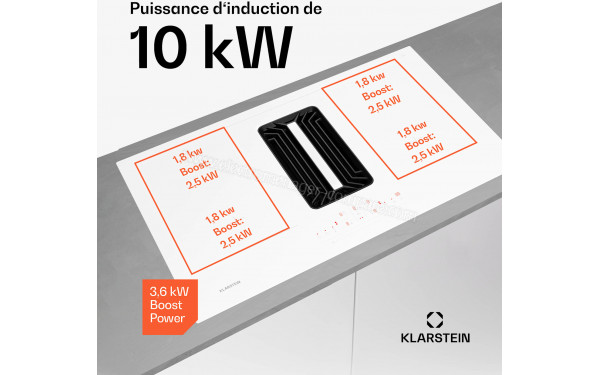 KLARSTEIN AirJet 90 Down Air System Blanc - Puissance de cuisson