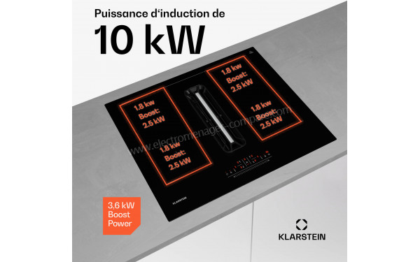 KLARSTEIN AirJet 60 Down Air System Noir - Puissance de cuisson