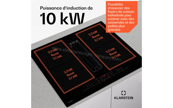 KLARSTEIN AirJet FlexPro Down Air System 60 Noir - Puissance de cuisson