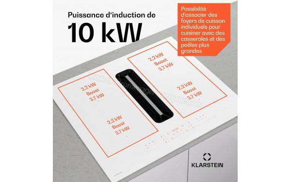 KLARSTEIN AirJet FlexPro Down Air System 60 Blanc - Puissance de cuisson